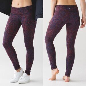 Lululemon Wunder Under Pant III Splatter Prep Red Sapphire Blue size 4